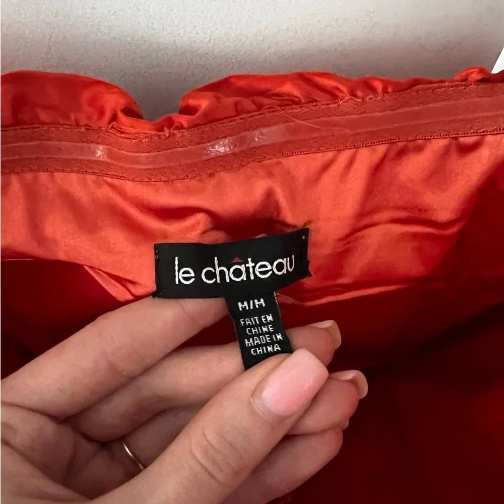 Le Chateau Fiery Red Satin Dress - Picture 5 of 5
